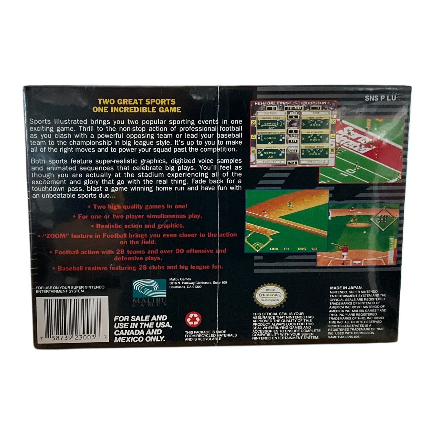 Nintendo SNES Sports Illustrated Championship Football And Baseball