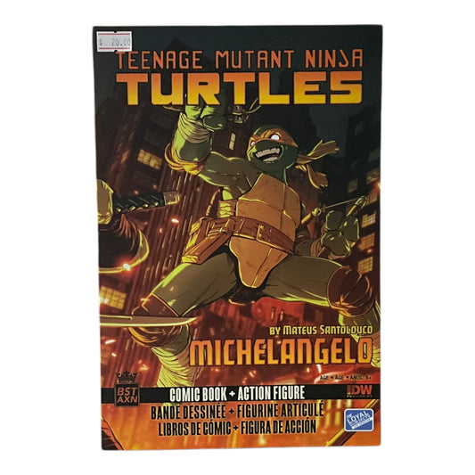2024 BST AXN Teenage Mutant Ninja Turtles Action Figure + Comic Book Michelangelo